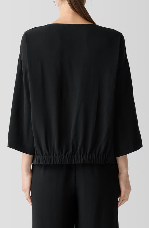 Shop Eileen Fisher Silk Blouson Top In Black