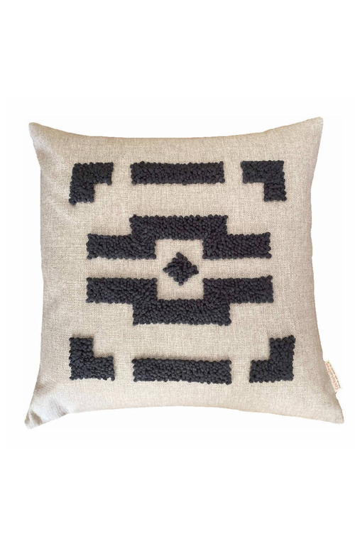 Cotton Tree Punch Needle Ndebele Pillow In Natural Pattern 3