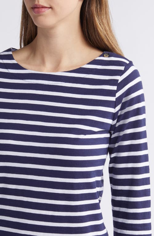 Hatley Breton Stripe Three-quarter Sleeve Jersey Top In Blue