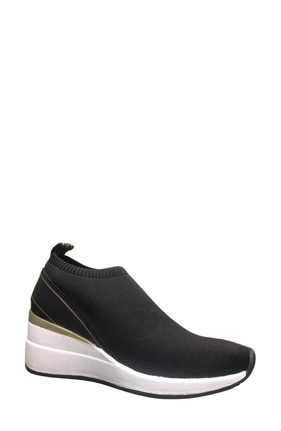 Dkny Portia Wedge Sneaker In Black/ Gold | ModeSens