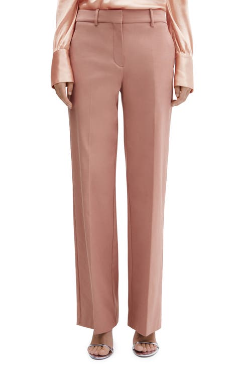Light Pink Trousers - Straight Leg Trousers - High Rise Pants - Lulus