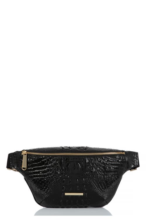Croc Embossed Leather Harker Belt Bag in Black