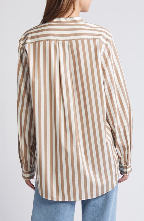 Frame Cotton Striped Shirt In Mocha Multi