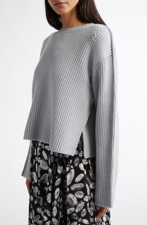 Shop Marni Embroidered Virgin Wool Rib Crewneck Sweater In Tonic