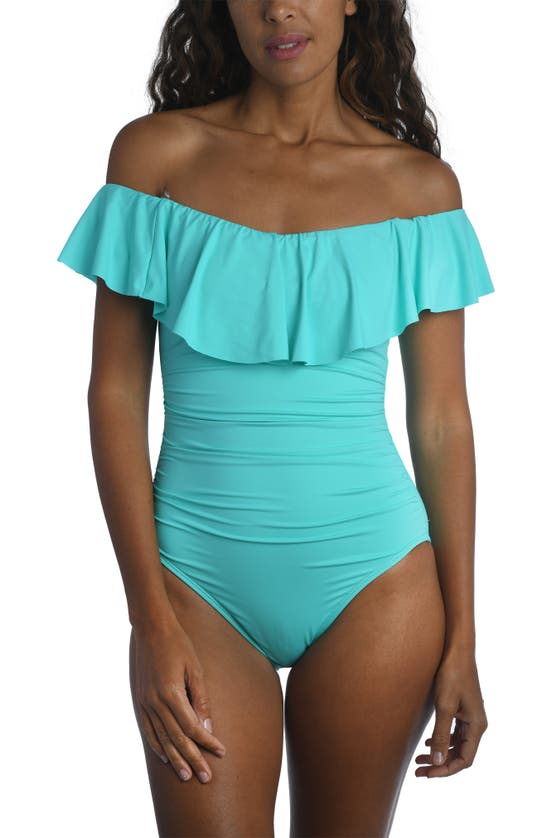 LA BLANCA OFF THE SHOULDER ONE-PIECE SWIMSUIT