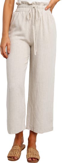 Petal & Pup Hawthorne Linen Blend Wide Leg Crop Pants | Nordstrom