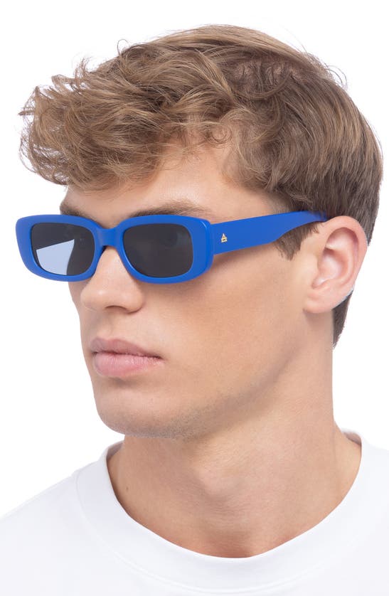 Shop Aire Ceres 51mm Rectangular Sunglasses In Matte Blue / Smoke Mono