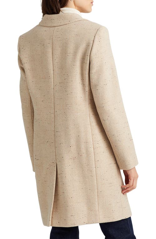 Shop Lauren Ralph Lauren Reefer Wool Blend Coat In Cream/beige