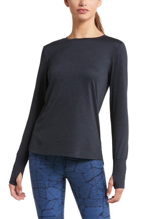 zella Liana Restore Soft Lite Long Sleeve T-Shirt Black at Nordstrom,