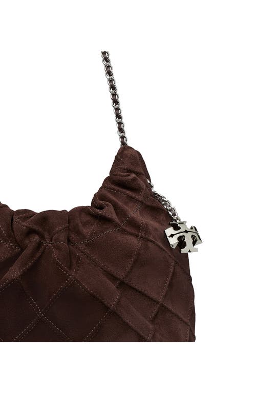 Tory Burch Fleming Suede Hobo Bag In Licorice