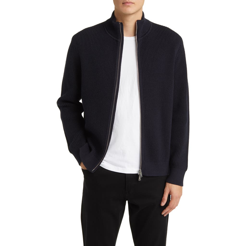 Theory Gary Front Zip Cardigan In Baltic/force Grey