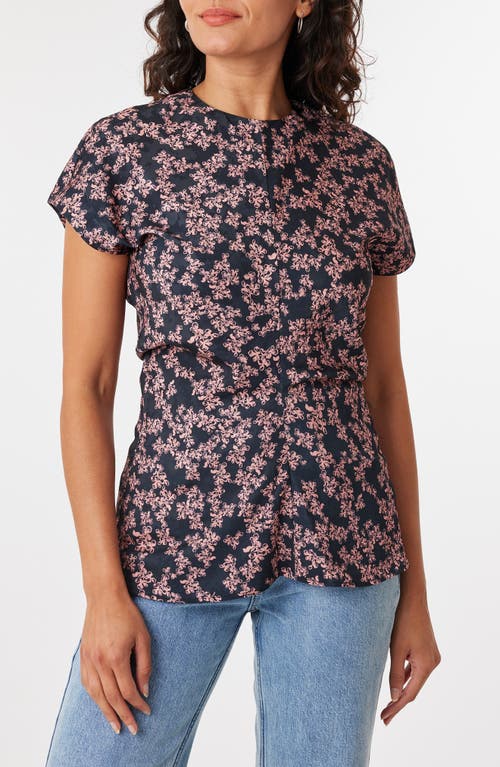 Scotch & Soda Floral Satin Jacquard Top in Dusty Red 