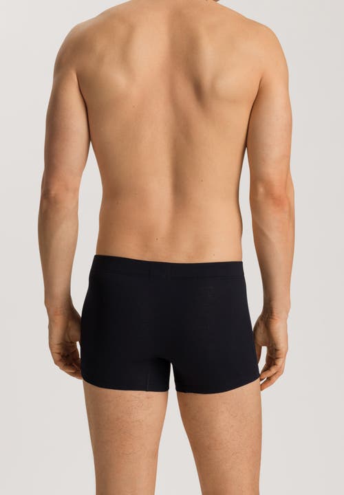 Hanro Cotton Essentials Covered Waistband Boxer Brief 2pk In Laurel/black