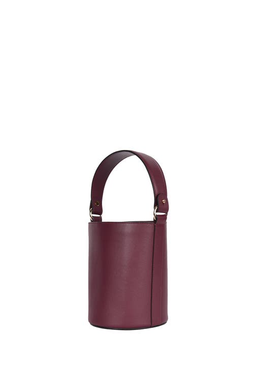 Shop Hyer Goods Upcycled Leather Convertible Mini Bucket Bag In Wine Saffiano