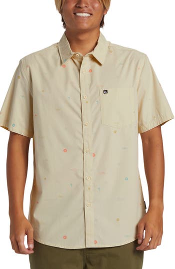 Quiksilver Mini Mo Classic Short Sleeve Button-up Shirt In Birch