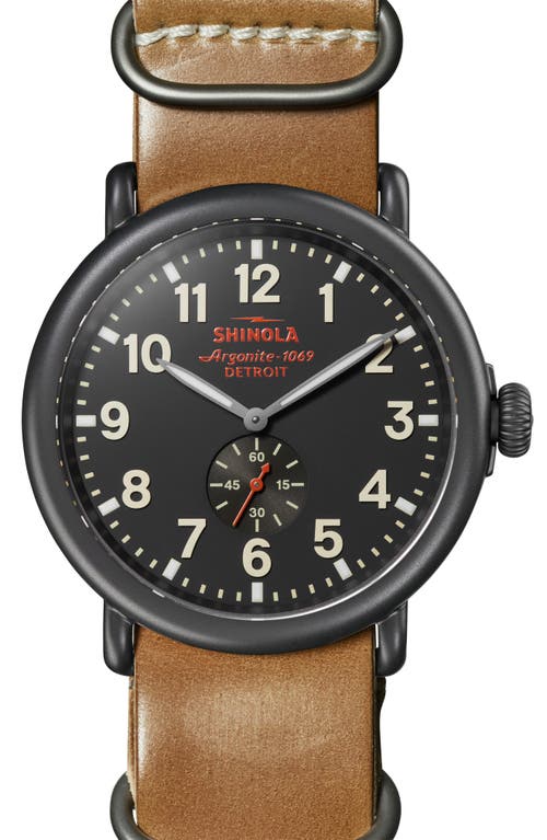 Shinola Runwell Leather Strap Watch, 47mm in Gray at Nordstrom