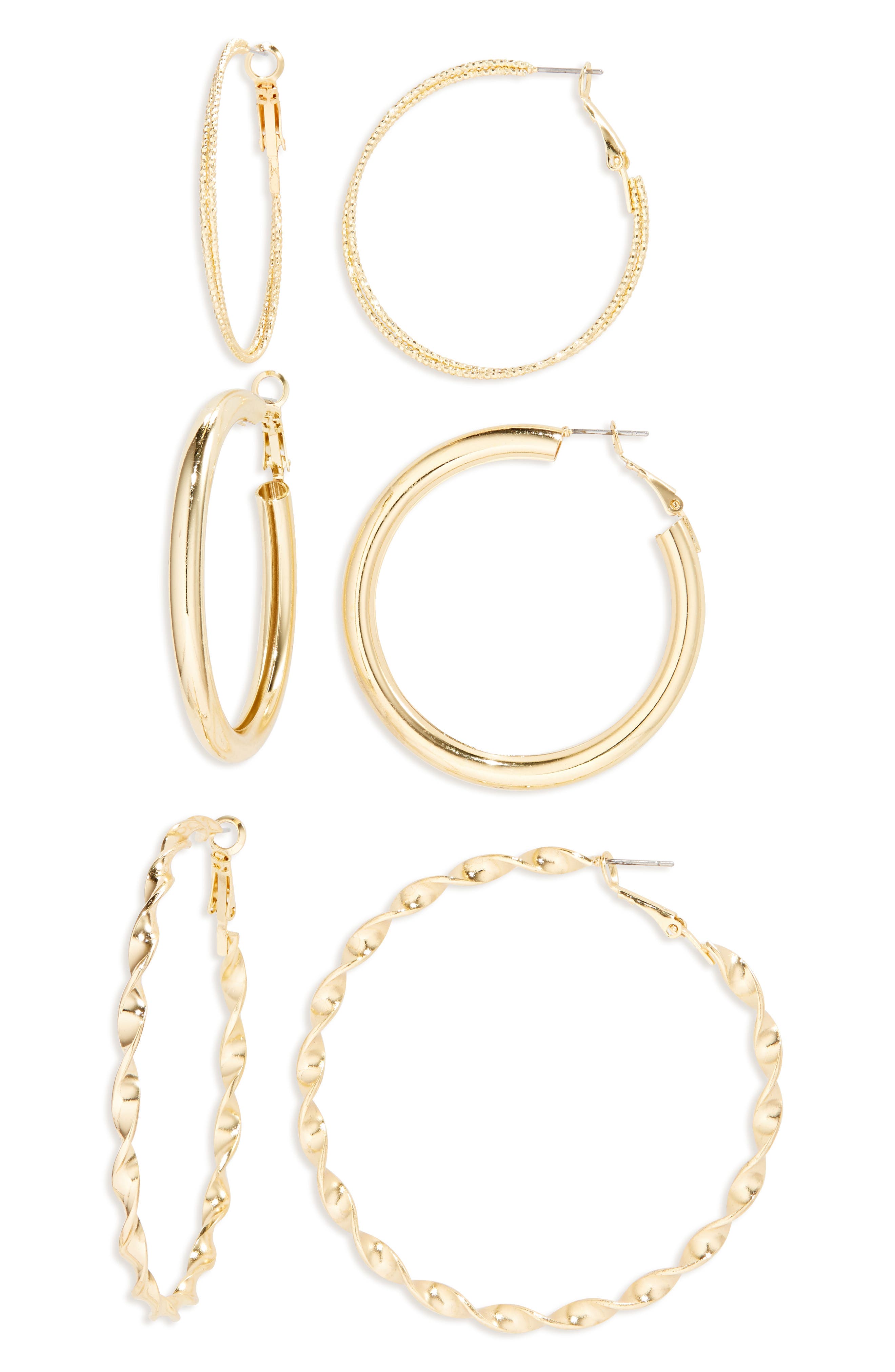 BP. Set of 3 Hoop Earrings in Gold