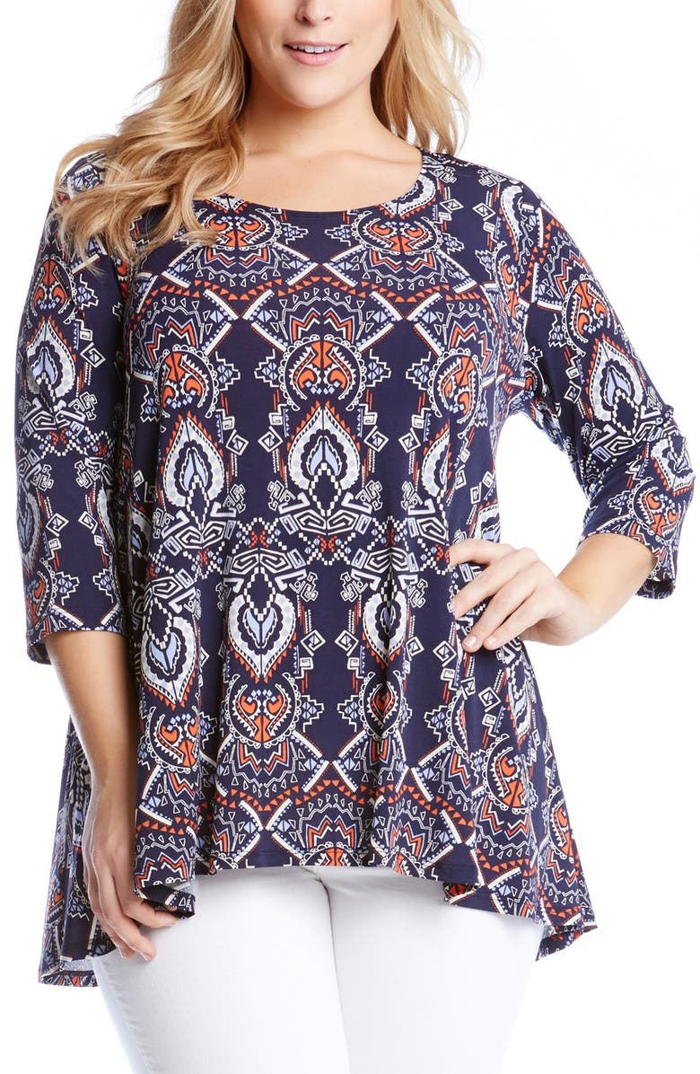 Karen Kane Geo Print High/Low Tunic Top (Plus Size) | Nordstrom