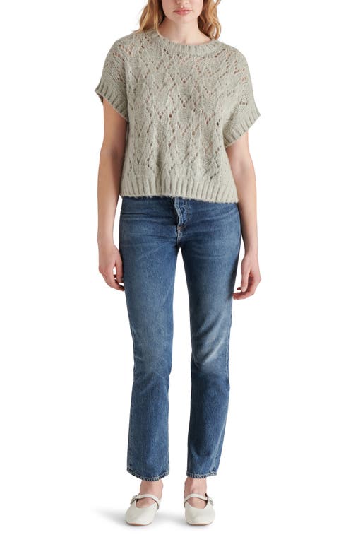 Shop Steve Madden Wilson Pointelle Sweater In Light Grey