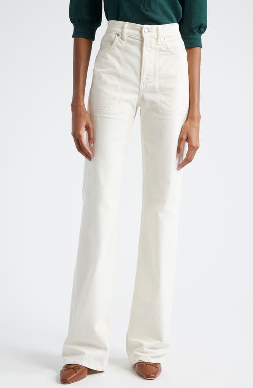 Shop Veronica Beard Crosbie High Waist Cotton Corduroy Wide Leg Pants In Ecru