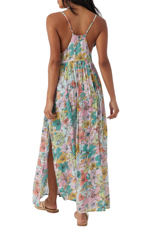 Shop O'neill Saltwater Essentials Floral Maxi Dress In Teal Multi Colored