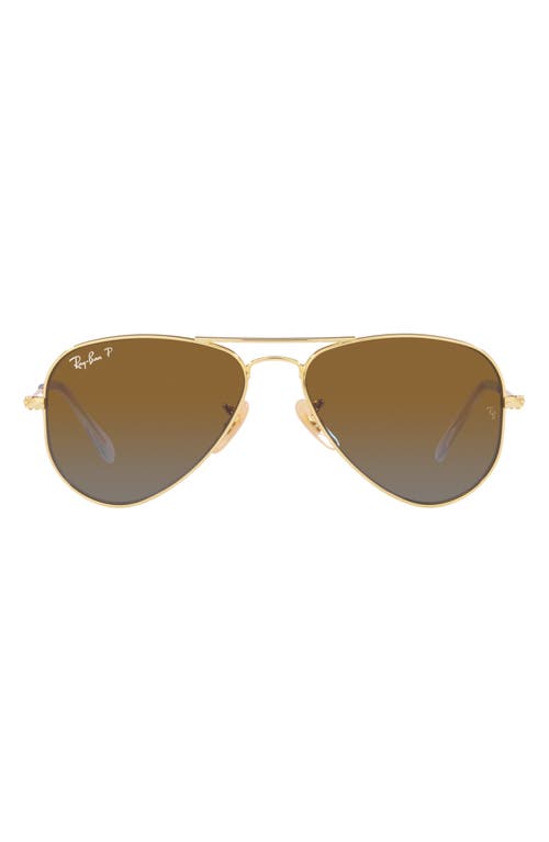 Ray-Ban Kids' Junior Aviator 52mm Gradient Polarized Pilot Sunglasses in Gold Flash at Nordstrom