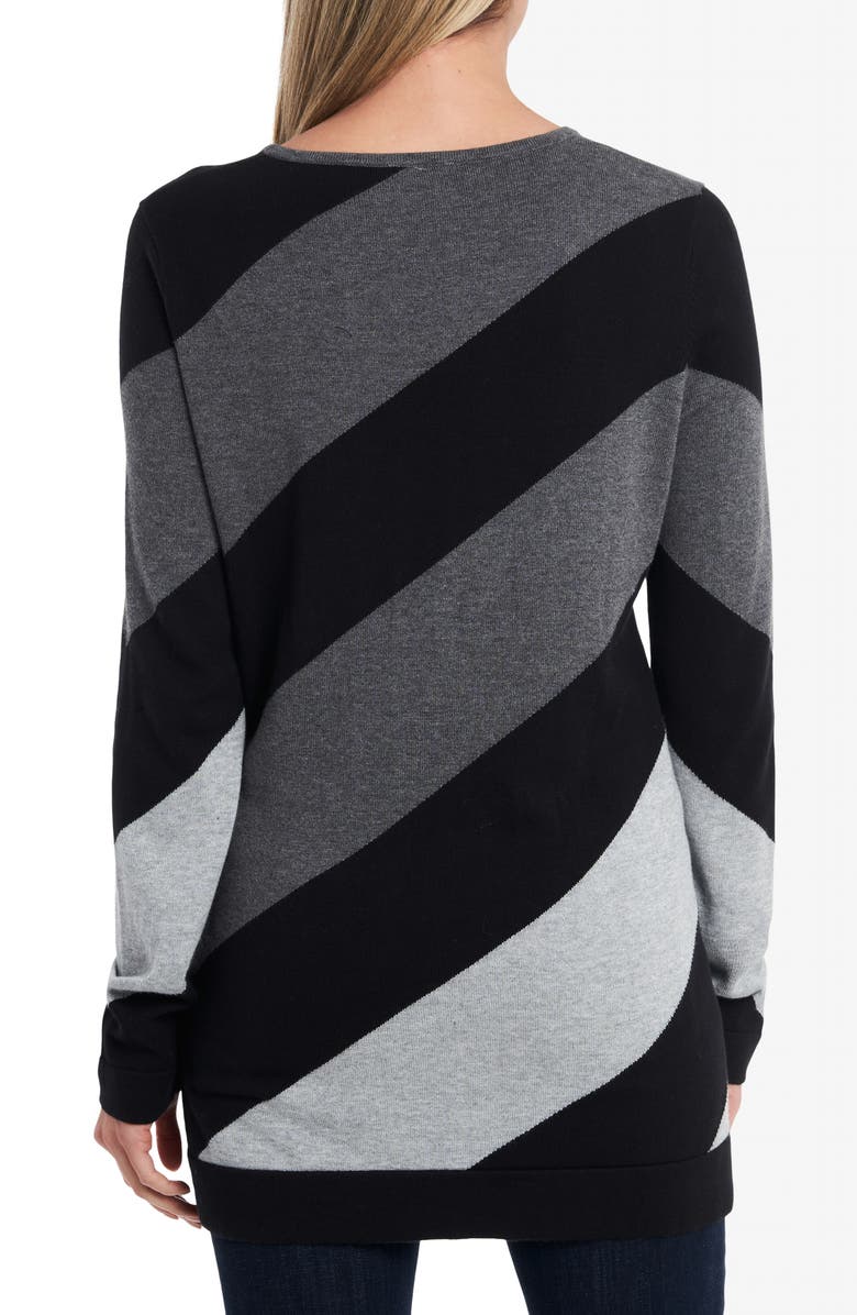 Vince Camuto Colorblock Asymmetrical Stripe Cotton Blend Sweater, Alternate, color, 