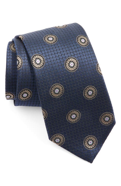 Canali Medallion Silk Tie in Navy at Nordstrom