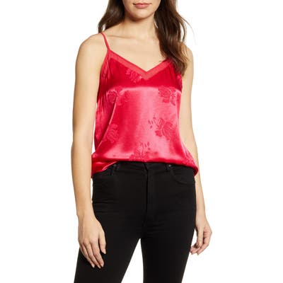 1.state Chiffon Inset Floral Jacquard Camisole Top, Pink