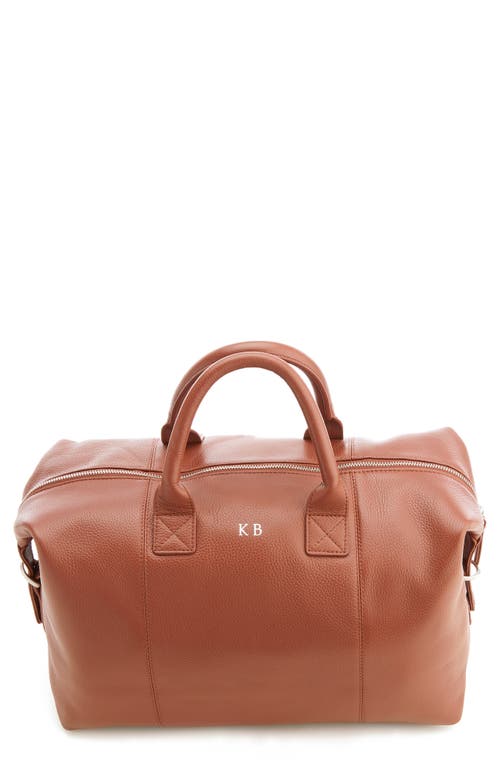 ROYCE New York Personalized Leather Duffle Bag in Tan- Gold Foil