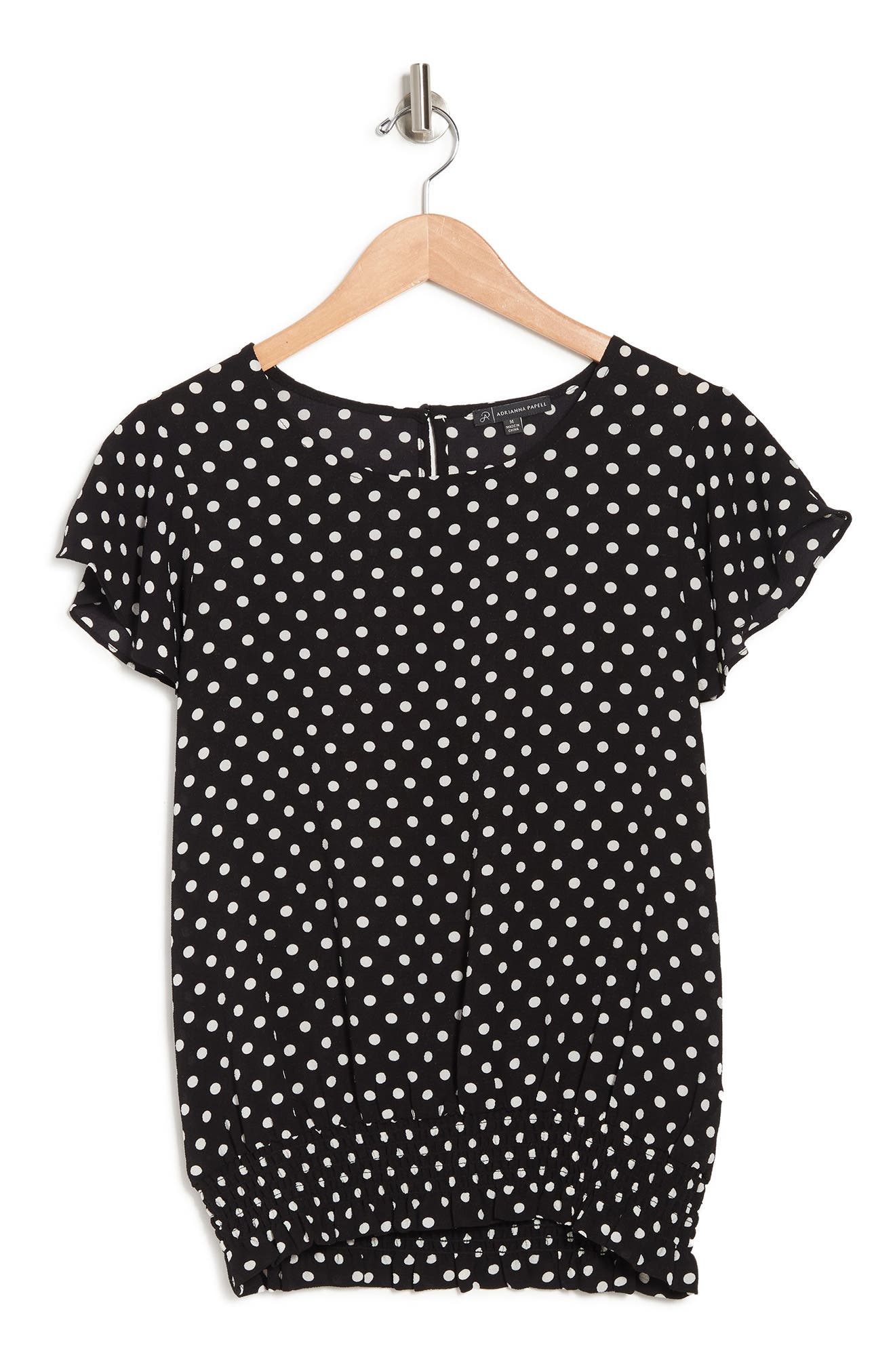 Adrianna Papell Printed Ruffle Smocked Top In Bi Med Dot