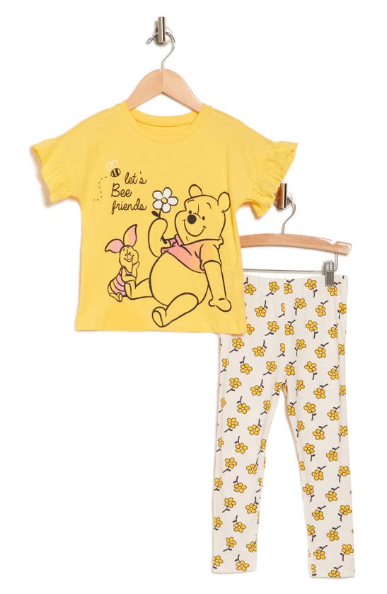 Shop Dreamwave X Disney® Kids' Winnie The Pooh Fitted Two-piece Cotton Pajamas In Yellow