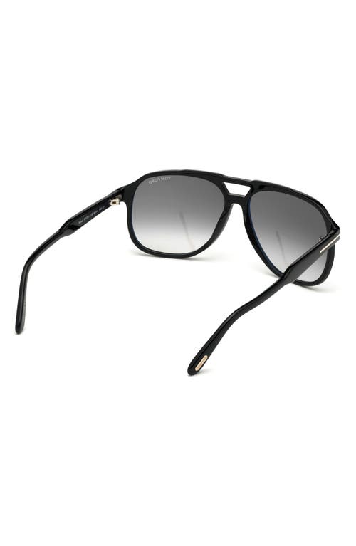 Shop Tom Ford Raoul 62mm Gradient Navigator Sunglasses In Shiny Black/smoke Polarized