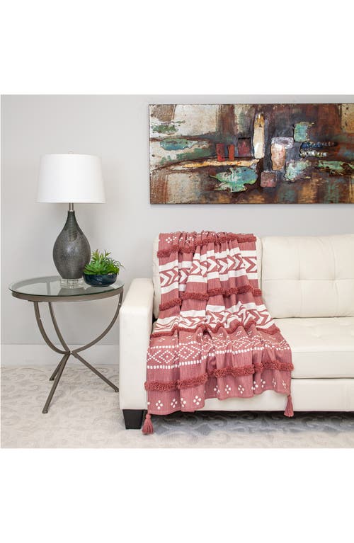 Parkland Collection Niko Geometric Tassel Trim Throw Blanket In Pink