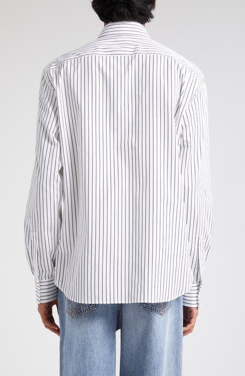 Shop Bottega Veneta Pinstripe Cotton Poplin Button-up Shirt In 9003 White/black