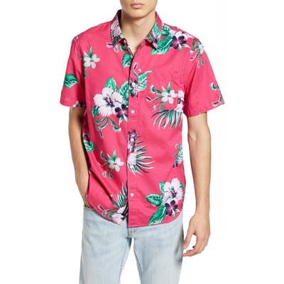 Vans Trap Floral Short Sleeve Button-Up Shirt, Purple