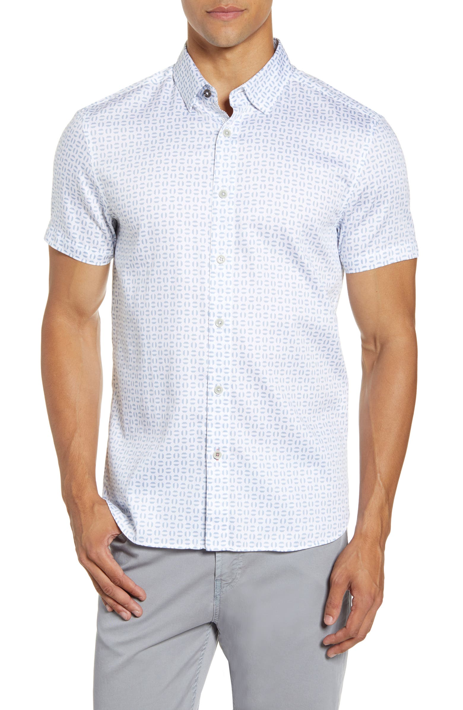 Ted Baker London Slim Fit Geo Print Short Sleeve Button-Up Shirt ...