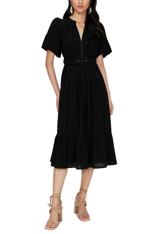 Diane von Furstenberg Polina Belted Cotton Midi Dress in Black at Nordstrom, Size 0