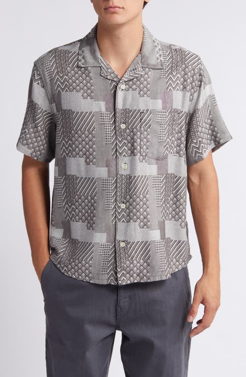 Corridor Collage Cotton Blend Camp Shirt Grey at Nordstrom,