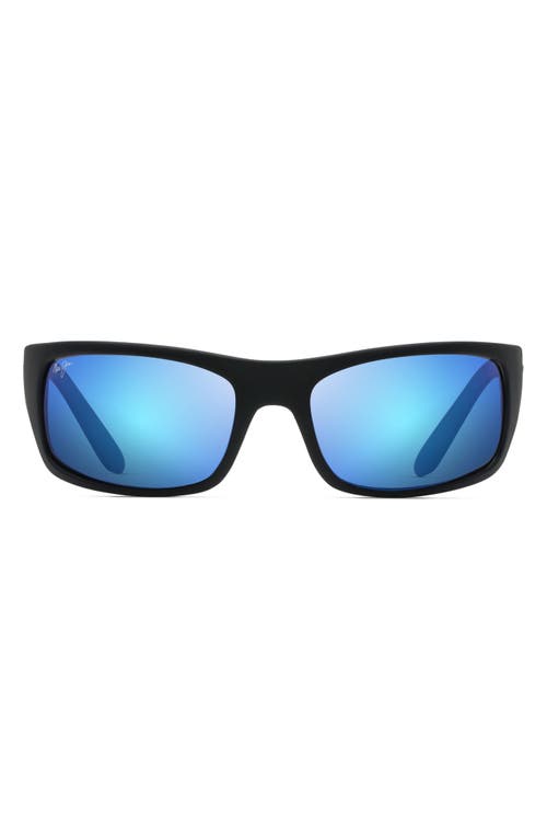 Maui Jim 'Peahi - PolarizedPlus2' 65mm Sunglasses in Matte Black/Blue Hawaii at Nordstrom