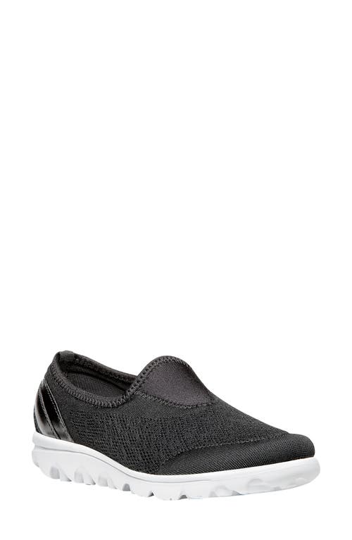 Propét TravelActiv Slip-On Sneaker in Black Fabric