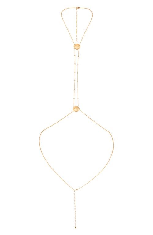 Ettika 18k Gold Plated Scallop Shell And Crystal Body Chain In Gold