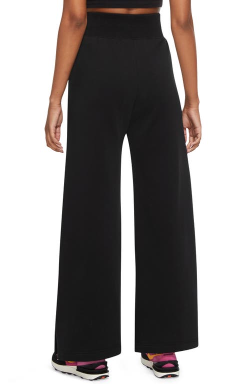 Shop Nike Sportswear Phoenix High Waist Wide Leg Sweatpants In Black/sail