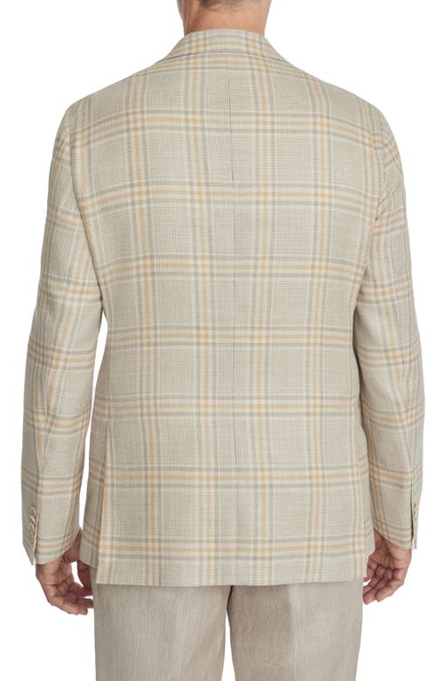 Shop Jack Victor Mcallen Soft Constructed Plaid Wool, Silk & Linen Blazer In Beige/light Grey