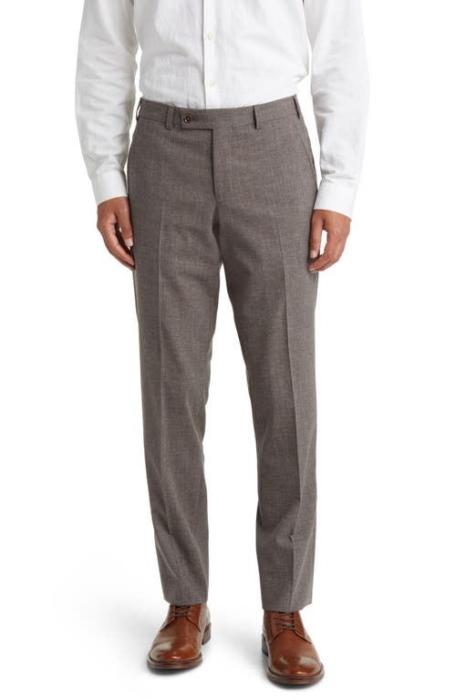 Ted Baker London Jerome Trim Fit Soft Constructed Stretch Wool Blend Tapered Leg Pants in Brown