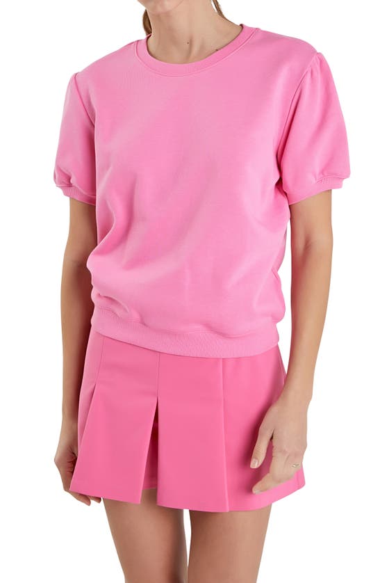 Shop English Factory Short Sleeve French Terry Sweatshirt In Pink