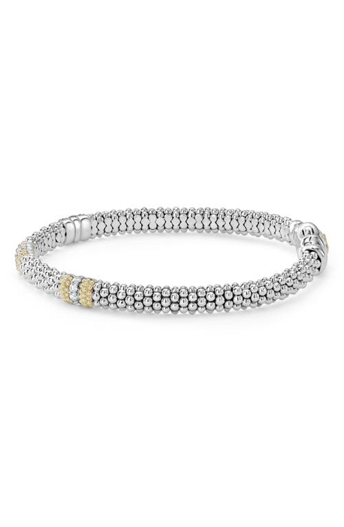 Lagos 18k Gold & Sterling Silver Diamond Lux Three Station Bracelet, 6mm In Silver/gold/diamond