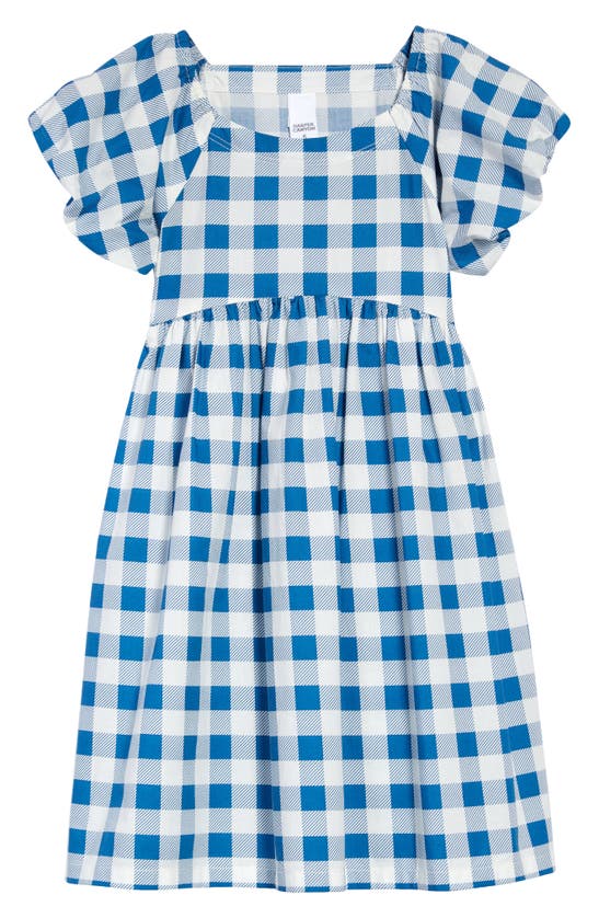 Harper Canyon Kids' Print Cotton Poplin Dress In Blue Vallarta Gingham