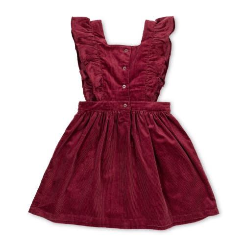 Hope & Henry Girls' Organic Corduroy Ruffle Jumper, Kids In Oxblood Cord