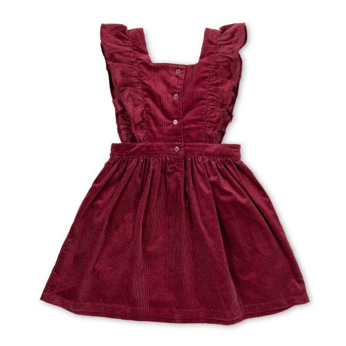 Shop Hope & Henry Baby Girls' Organic Corduroy Ruffle Jumper, Infant In Oxblood Cord